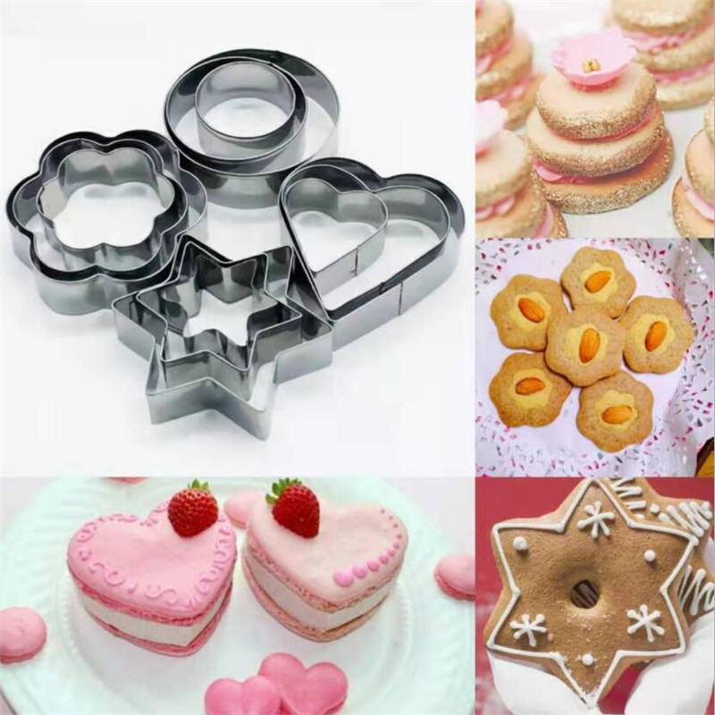 Juego de moldes de acero inoxidable para galletas, utensilios para hornear, molde para fruta, huevo cortado, forma de estrella, corazón, redondo, 12 unids/set