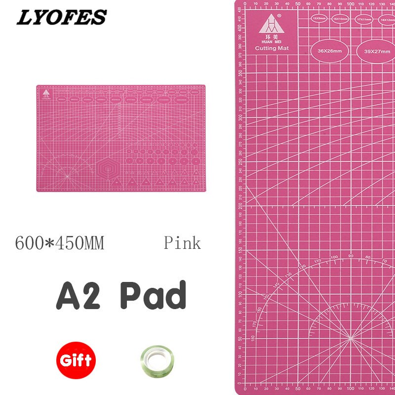 A2 Cutting Board Grid Line Self-healing Cutting Board Craft Card Multicolor Double-sided Desktop Manual Cutting Pad 60 * 45cm: Pink