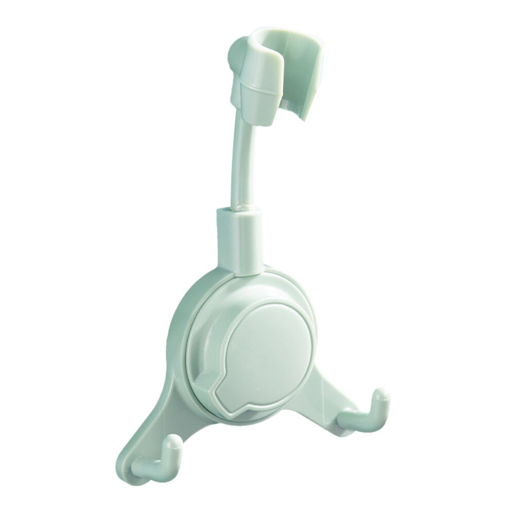 Adjustable Shower Holder Stand Suction Cup Shower Head Holder Wall Mount Showerhead Bracket Bathroom Support Douche Punch-Free: Green-2 hooks