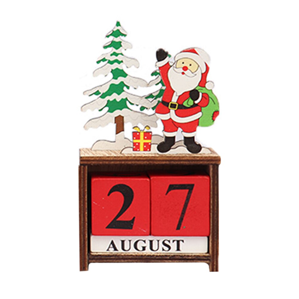 Utilería para fotografía, calendario para el hogar, Decoración de mesa bonita artesanal, portátil, árbol de Navidad, Festival, cuenta atrás, bloque de de madera: Old Man
