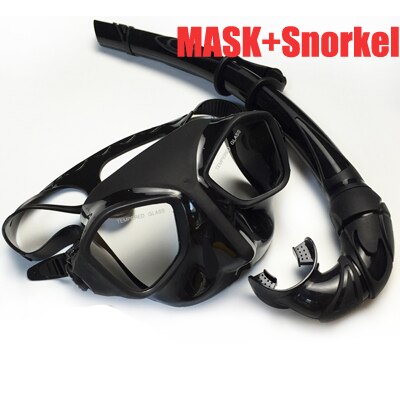 Top dykning gear lav volumen spearfishing maske og fleksibel silikone snorkel dykningssæt sort snorkel maske sæt til voksen: Maske og snorkel