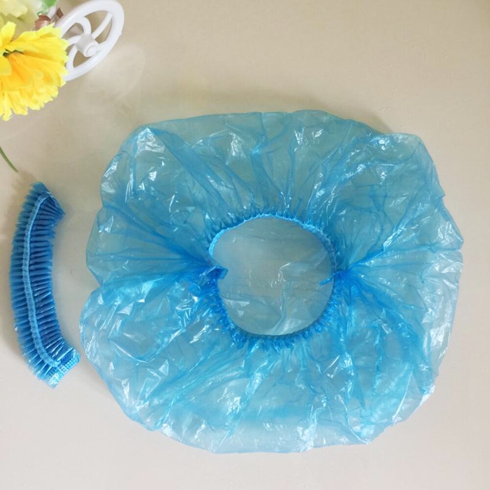 100Pcs Women Disposable Transparent Shower Hair Salon SPA Cap Protective Hat Anti-dust Protective Cap Shower Cap Hair Dye Cap