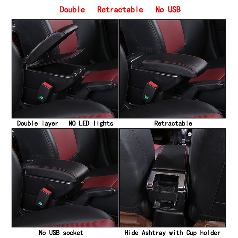 Armsteun Doos Voor Mazda CX-3 Auto Centrale Opslag Container Pu Leer: double no usb
