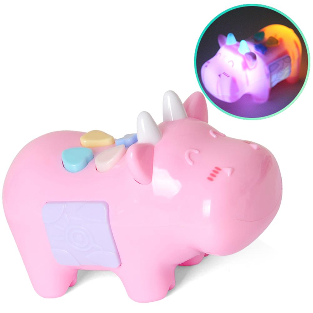 Baby rammelaar bed speelgoed engelse muziek mobiel voor kind cartoon nijlpaard leren kinderwagen educatie pasgeboren 0-12 maanden baby kind peuter: Roze