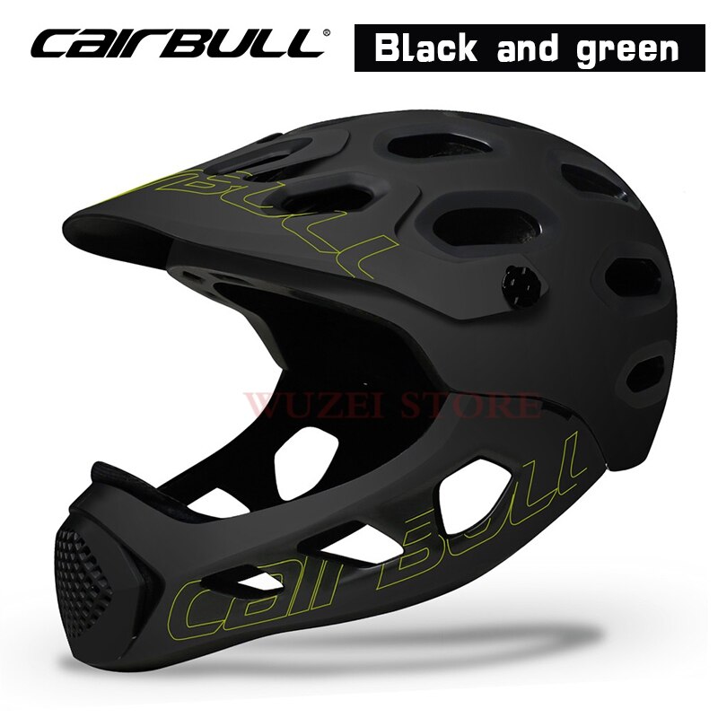 CAIRBULL – casque de vélo pour adultes, couverture complète, pour vélo tout-terrain, vtt, route, DH MTV, cyclisme de descente: CB-49 Black green