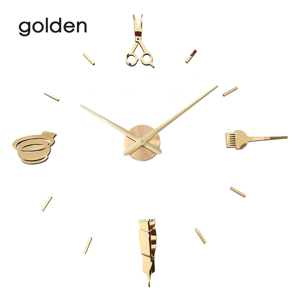Leuchtende 3D-Wanduhr, große Uhren, modernes , Luminova-Uhrenaufkleber, Spiegel, Friseursalon, Friseur-Haarschnitt
