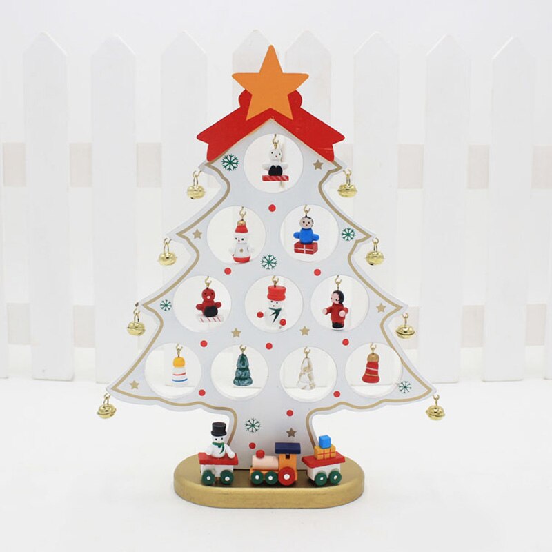 Mini Wood Christmas Tree Decoration Cute Home Desktop Office Decor Party DIY B88