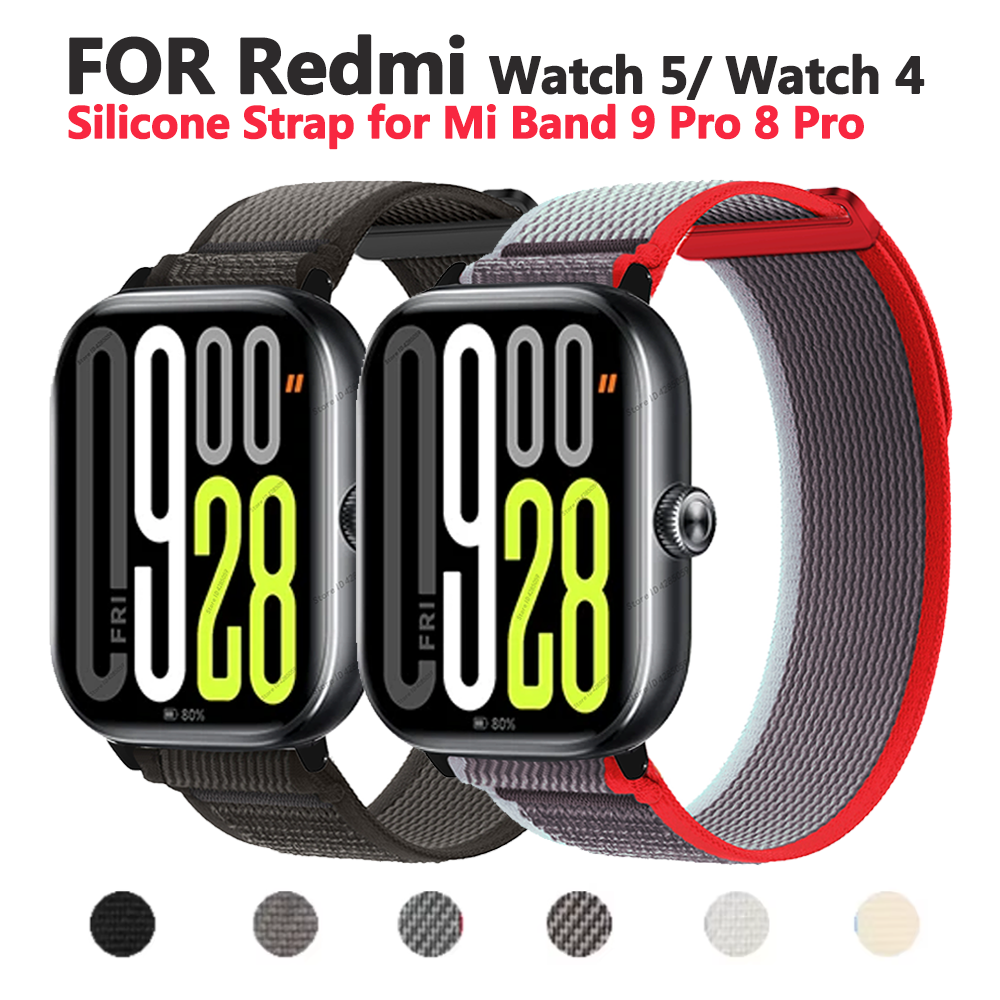 Nylon Loop Strap For Xiaomi Redmi Watch 5 Watch 4 Wristband Sport Breathable Bracelet For Mi band 9 Pro/8 Pro band Accessories