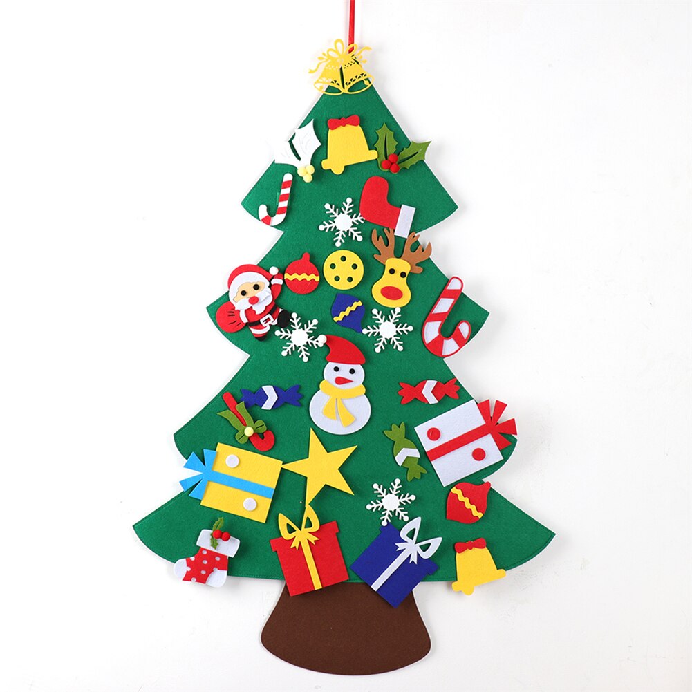 3D bricolage feutre arbre de noël avec éclairage maison décoration de noël enfant de noël jouets nouvel an Navidad décorations de noël: 103x71cm