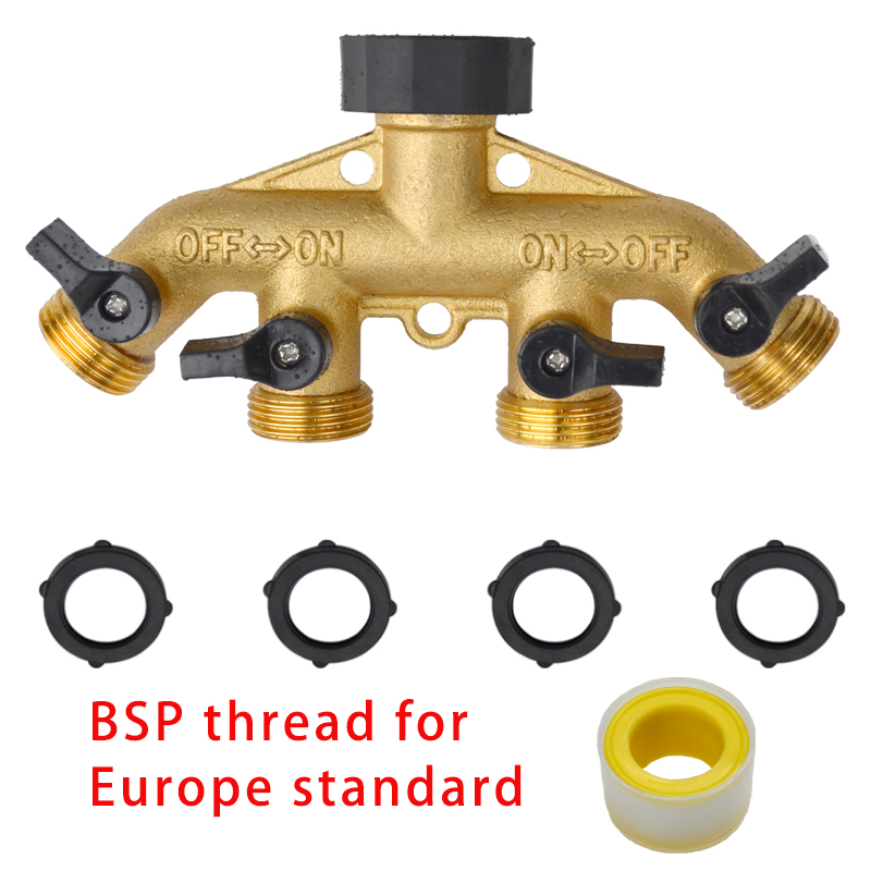Garden Hose Splitter Heavy Duty Connector Brass Garden Hose Adapter Hose Bib Splitter Water Hose Splitter Hose Spigot Connectors: grey