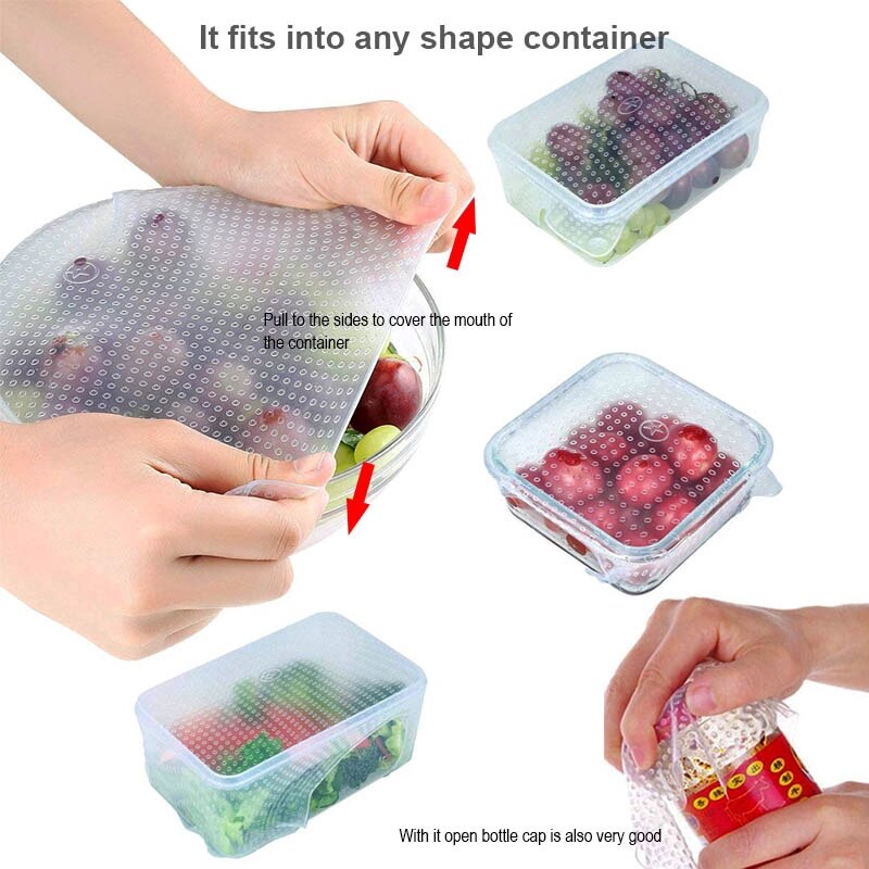 Envoltura de silicona multifuncional para alimentos, envolturas transparentes de silicona reutilizables, cubierta de sellado, estiramiento, mantenimiento fresco, herramientas de cocina, 1 ud.