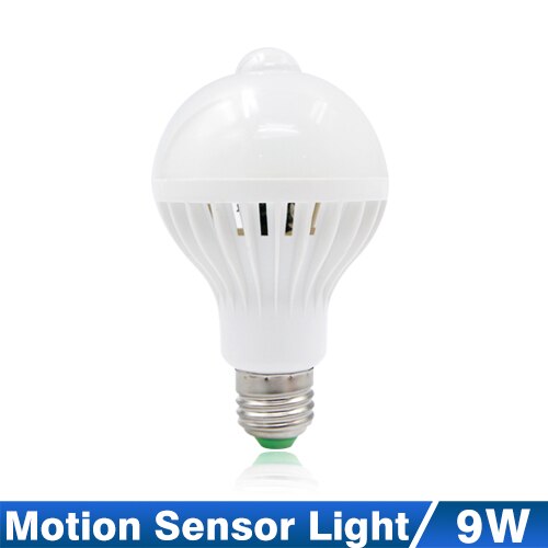 LED lamp PIR Infrarood Motion/Sound + Light Sensor Controle E27 3w 5w 7w 9w 12w automatische Smart Sensor Wit Lampada LED Lamp licht: PIR Motion Sensor 9W