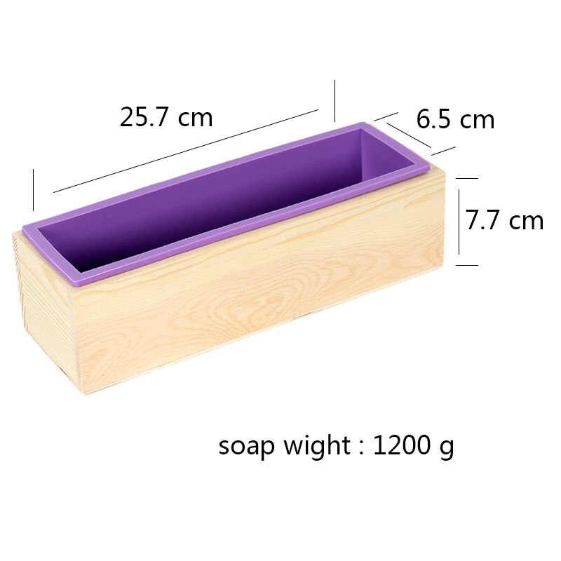 Molde de silicona Flexible para jabón, caja de madera para proceso en frío casero, molde para fabricación de jabón de 1200g