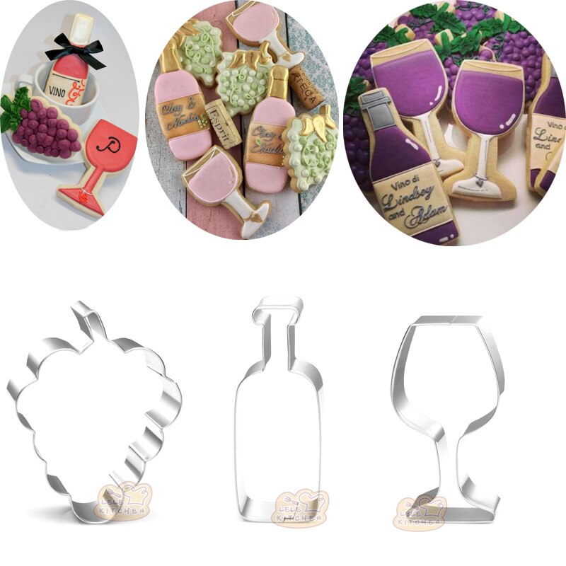 1 Uds boda hornear cóctel vino tinto de uvas cortadores de galletas Moldes de Metal caramelo galleta molde decoración de tarta fondant herramientas pastelería
