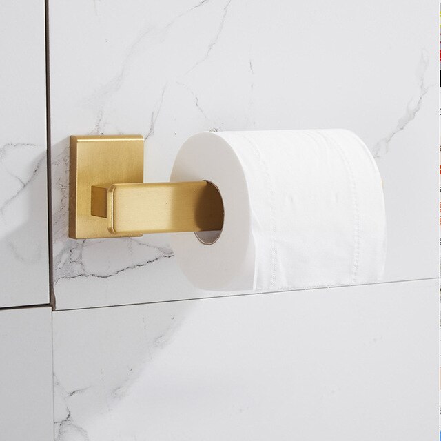 Bathroom Accessories Set Brushed Gold Bathroom Shelf,Towel Rack,Towel Hanger Paper holder,Toilet Brush Holder Bath Hardware Sets: paper holder