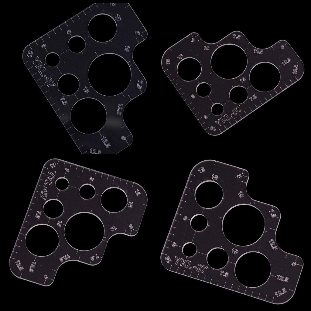 Regla de acrílico redondeada R Rules, herramienta de suministro DIY, plantilla de tamaño completo para regla de dibujo de de estilo de cuero hecho a mano, 1 Uds.