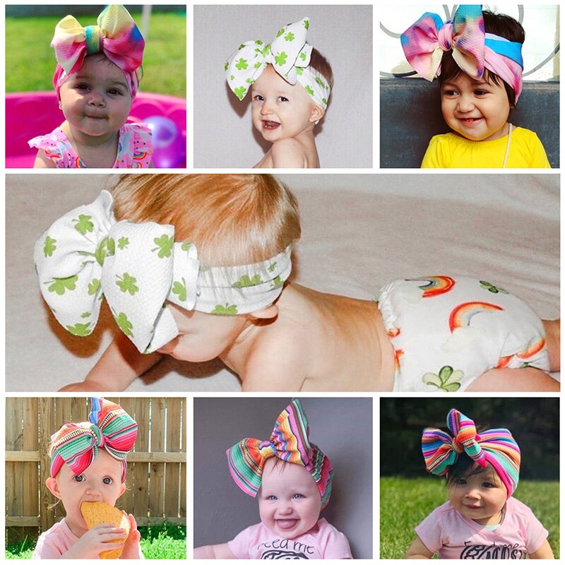 3Pcs/Set Cute Big Bowknot Baby Headband Flower Dot Elastic Baby Girl Hair Bands For Newborn Infant Baby Hair Accessories