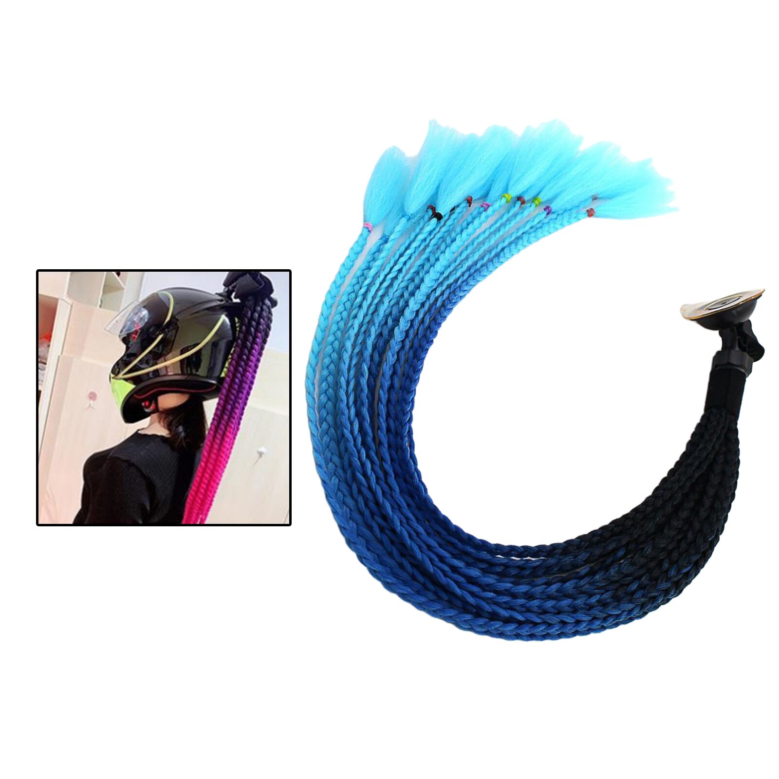 Dreadlocks Women Men Helmet Dreadlocks Ponytail Braid Motocross Bicycle Helmet Punk Hair Decor 55cm: Black Light Blue