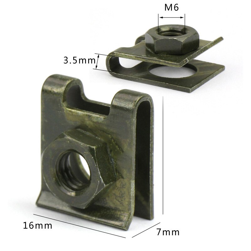 Cubierta de plástico para bicicleta eléctrica, retenedor de Metal de 6mm, Clips tipo U con tuerca M6