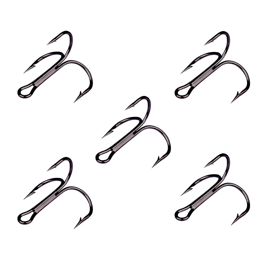Fishing Hook 50Pcs/Lot 2/4/6/8/10/12/14# High Carbon Steel Treble Hooks Fishing Tackle Black Outdoor Sports Fishing Accessories