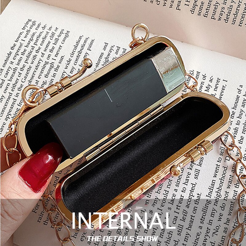 Bærbar leppestiftveske for kvinner mini lyst mønster fest dekorative skuldervesker serpentine cross body myntvesker  jd03141