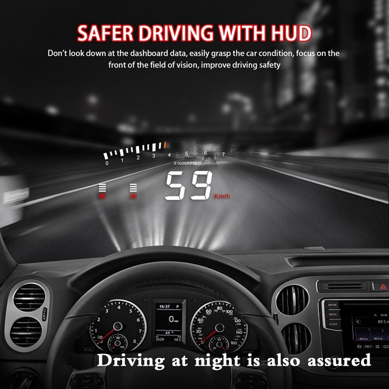 Auto voltaje electrónico alarma 3,5 Head-Up Display HUD coche OBD2 HUD de velocidad del coche para proyector Digital Speeeter X5
