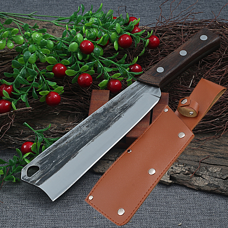 Hand Forging Bone Chopping knife Kitchen Chef Knives Cleaver Cutting with Wood Handle Chinese Meat Knife Butcher Outdoors Tools