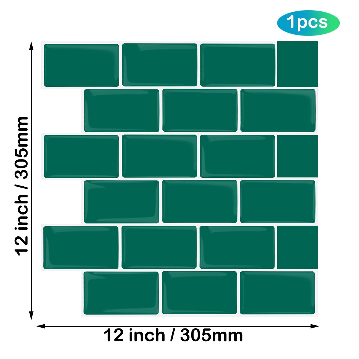 EasyTiles Kitchen Stickers Subway Oblong Vinyl 3D Wallpaper Waterproof Peel And Stick Wall Tiles - 3 Sheets: T80044  1pcs