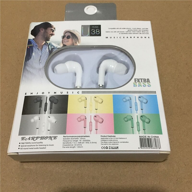 1 Pc 3.5Mm Plug In Ear Universele Headsets Macaron Kleur Oortelefoon Fit Voor Vivo Oppo Etc Mobiele Telefoon: WHITE