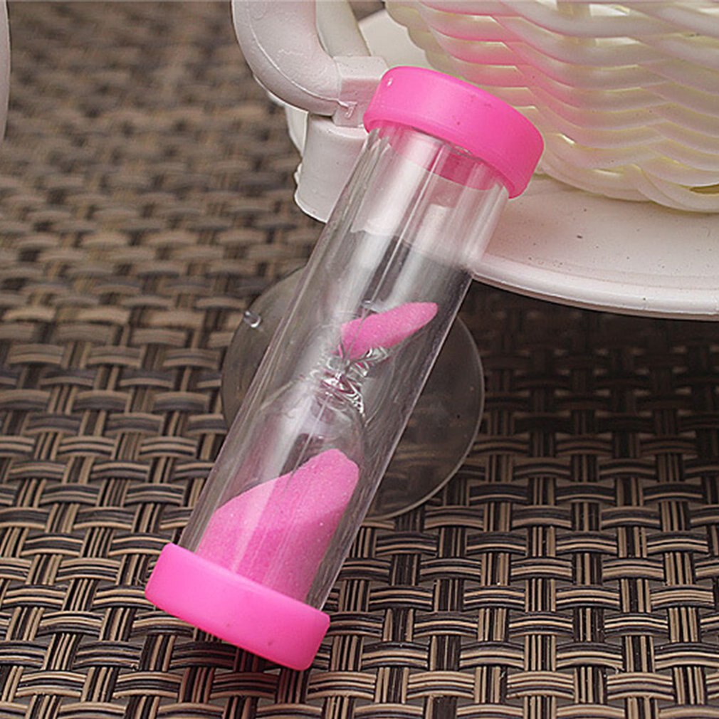 2-3 Minutes Hourglasses with Suction Cup Children Teeth Brushing Timer Home Decorative Plastic Sand Clock Shower Timer For Kids: 2-minute pink