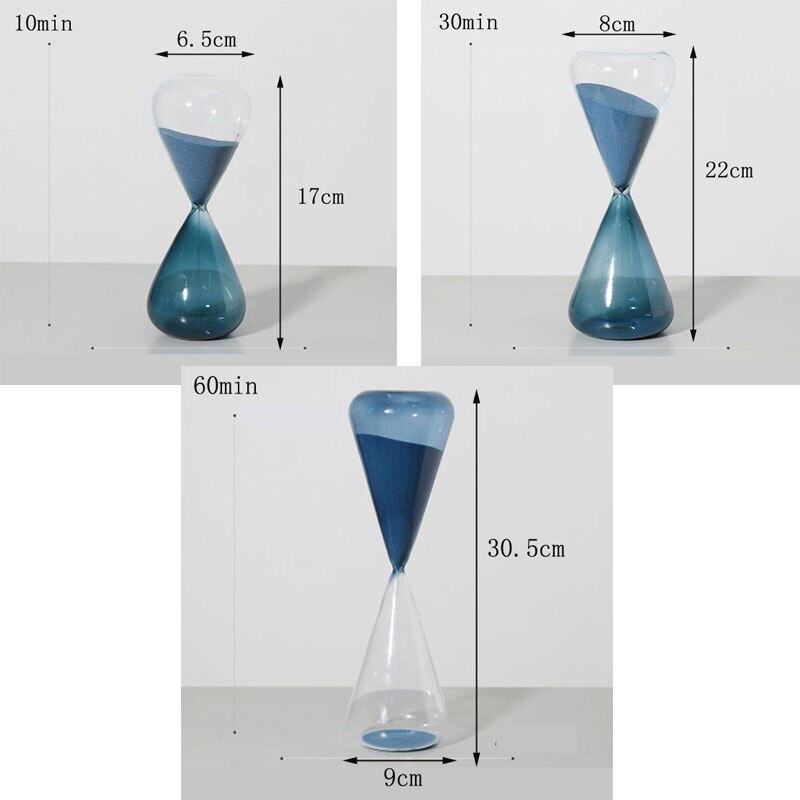 Bicolor timeglas ornament sand ur sandglas nordisk stil håndværk te timer elsker smart kontor hus indretning: Blå dråbeform / 30 min