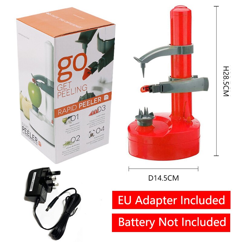 Automatische Elektrische Kartoffel Schäler Multifunktions Obst Gemüse Schäler Peeling Cutter Kochen Werkzeug Küche Spielereien Zubehör: rot UK Adapter