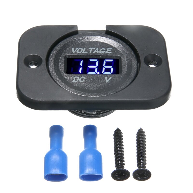 12V-24V Blauwe Led Digitale Voltmeter Panel Boot Auto Motorfiets Voltage Meter Display Electric Voltage Meter Volt tester Panel