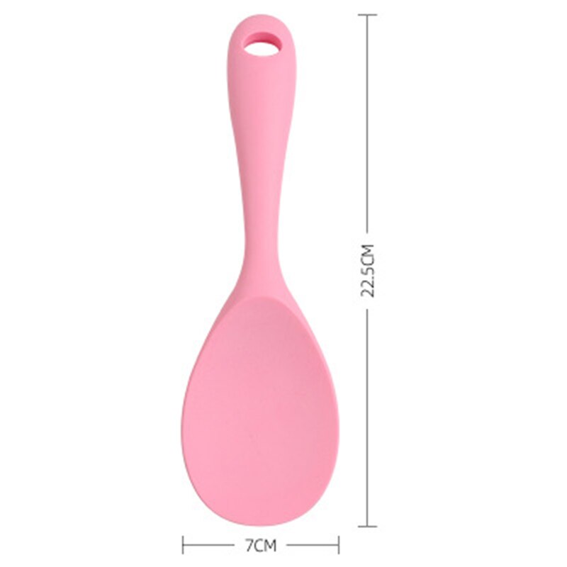 Silicone Spoon Anti-scalding Translucent Colorful Rice Scoop Heat Resistant Non-stick Rice Cooker Tableware Kitchen Cooking Tool: A-Pink