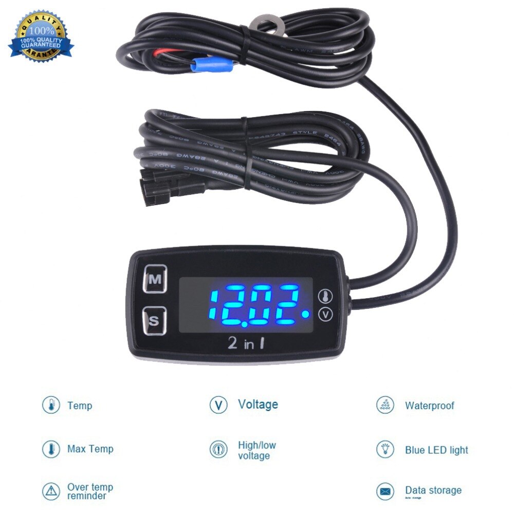 Digital Thermometer Voltmeter Temperatuur Meter Voor pit bike atv buiten ATV outboard glider lawn mower boat marine RL-TM008