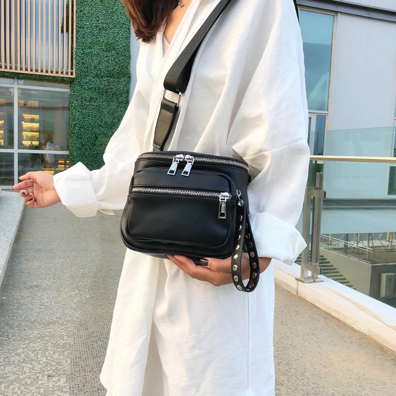 Bolso de hombro de Color liso para mujer, bandolera de piel sintética de gran capacidad, informal