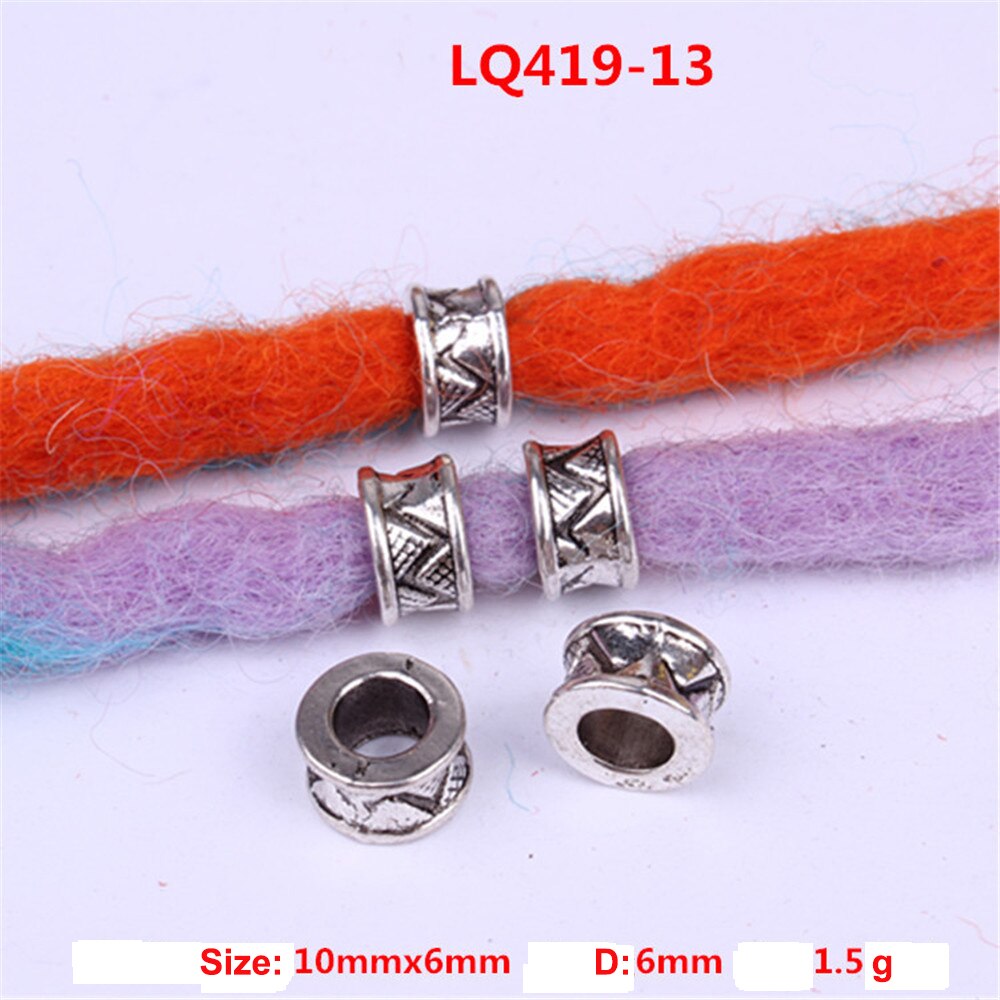 10Stck retro Silber Metall Haar flechten Furcht Dreadlock Bart Perlen Ringe Rohr ca 6mm Innen See Schmuck 15 stil