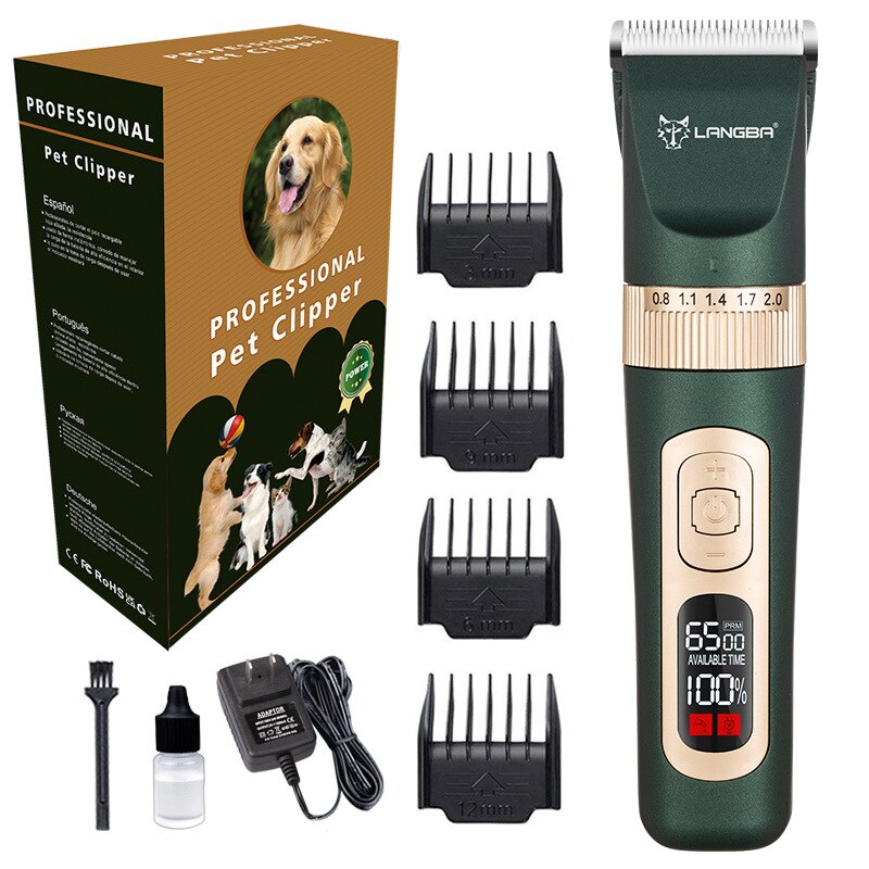 Pet Dog Electric Shaver Rechargeable Dog Grooming Barber Razor Electric Clipper for Cat and Dog Hair Trimming: Green standard