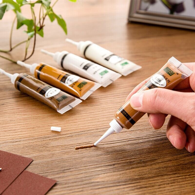 Wood Filler 5PCS Repair Kit Floor And Furniture Scratch Touch Up Restore for Floor, Table, Door, Cabinet Restore Wood Surface