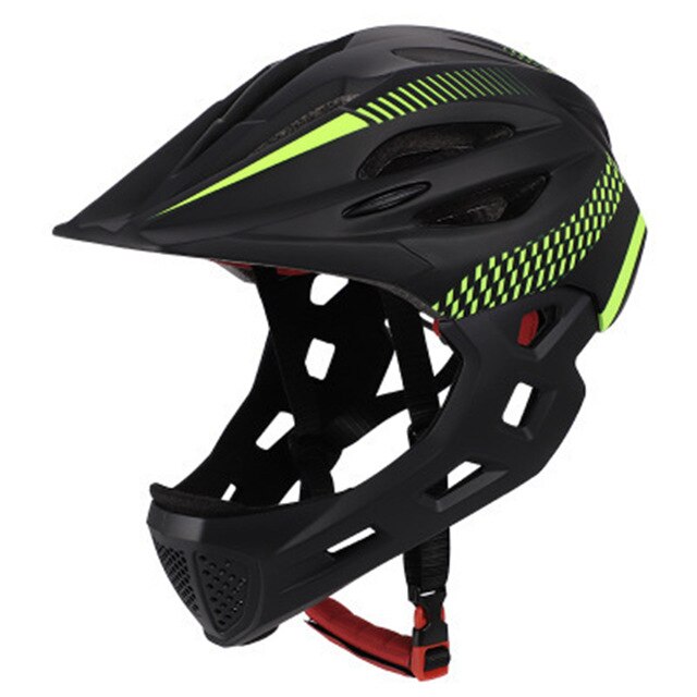 Unisex Veiligheid Helm Kin Afneembare Helm Met Achterlicht Riding Volledige Gezicht Veilig Outdoor Beschermende Helm Voor Kinderen: Black Green