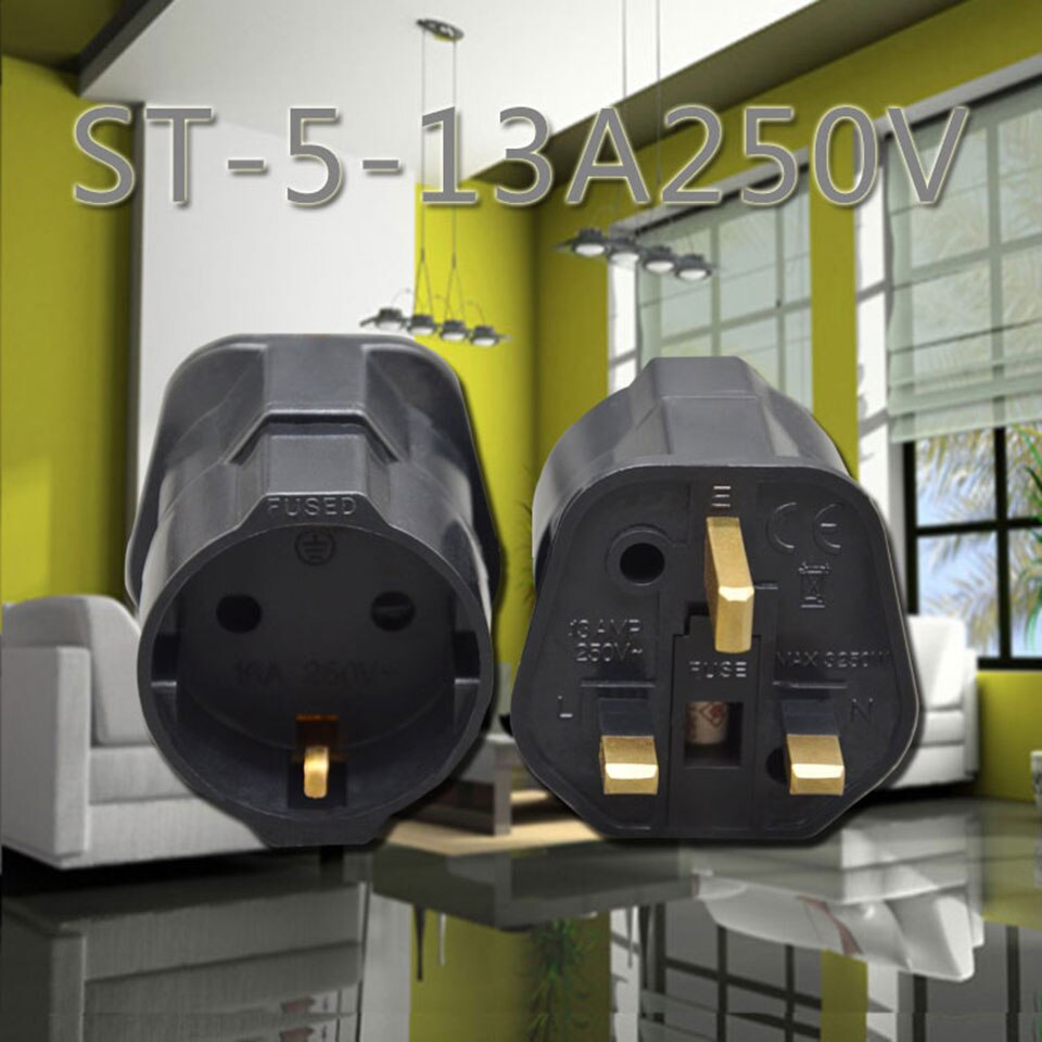 13A International Plug Adaptor Universal Travel Socket UK To EU Plug AC Power Charger Converter Fused Overload Protector 3250W