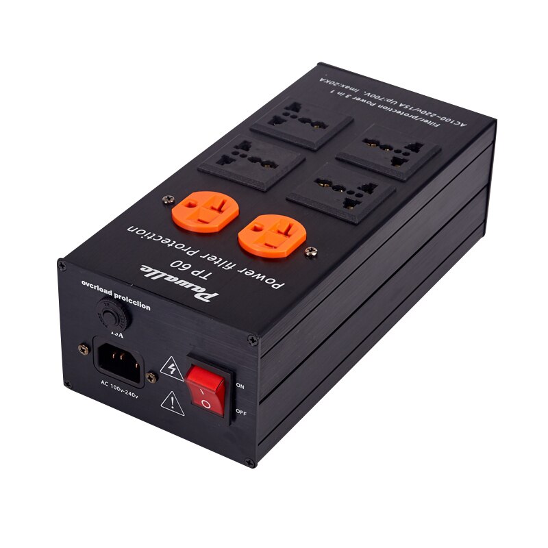 TP60 Level Two anti-surge 15A Overload Protection Audio Power Filter Socket: Black