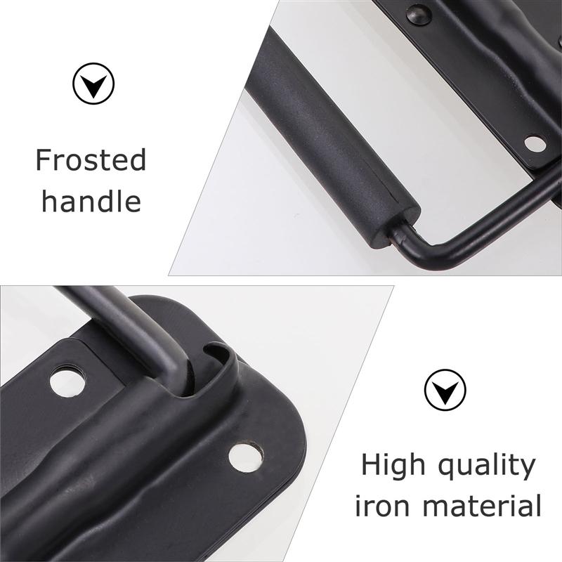 2pcs Spring Fold Handles Toolbox Handles Cabinet Handles (without Screw Black)