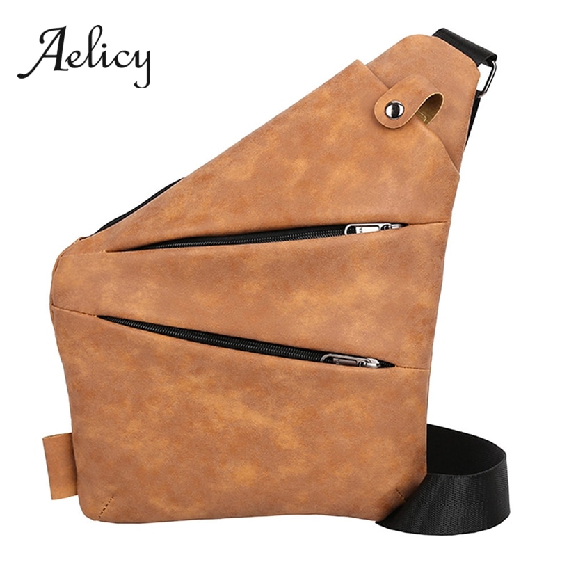 Aelicy Brand Male Messenger Bag Shoulder Bags Men Hidden Chest Pack Mens Retro Crossbody Bag Cool Motorcycle Sling Bag