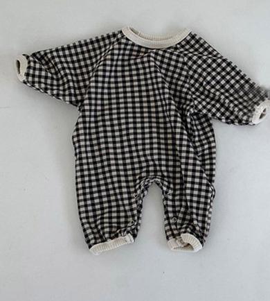 2022 neue Baby Mädchen Plaid Strampler Nette Neugeborene Langarm Gesamt Kleinkind Baumwolle Kleidung freundlicher Jungen lässig Einem Stück: Schwarz Plaid / 6m