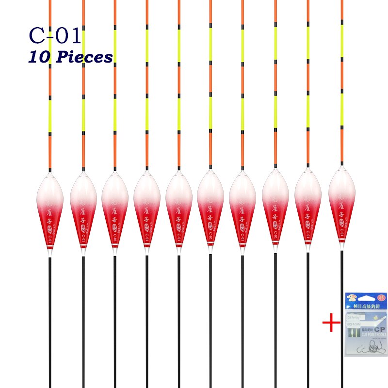 10pcs/lot Shallow Water Buoy Composite Nano Floats Color Gradual Change Bobber Hard Tail Vertical Pesca Fishing Tools Tackle: C-01 10pieces