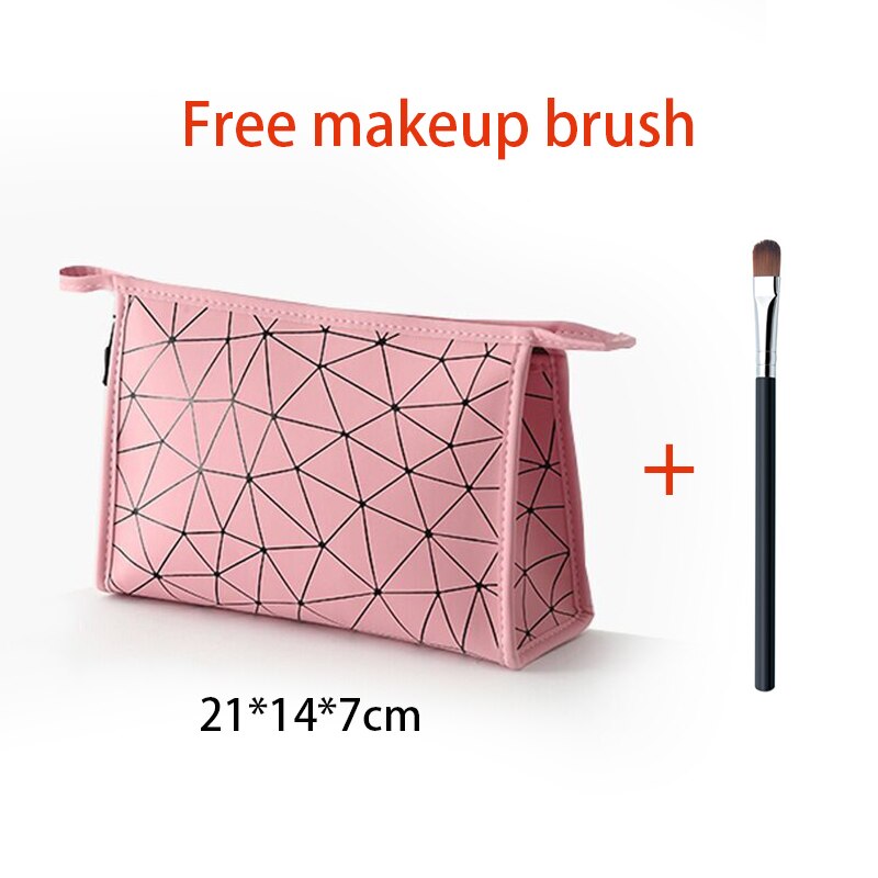 Nowe kobiety kosmetyczka podróżna wielofunkcyjne geometryczne torebki na makijaż wodoodporny przenośny Organizer do przyborów toaletowych makijaż: Pink-Medium