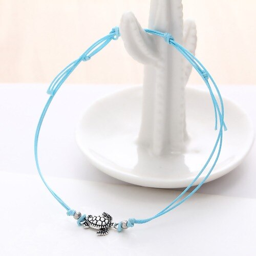 Boho cavigliera regolabile antico tartaruga marina fascino animale perline catena cavigliera donna estate sandali da spiaggia braccialetto alla caviglia