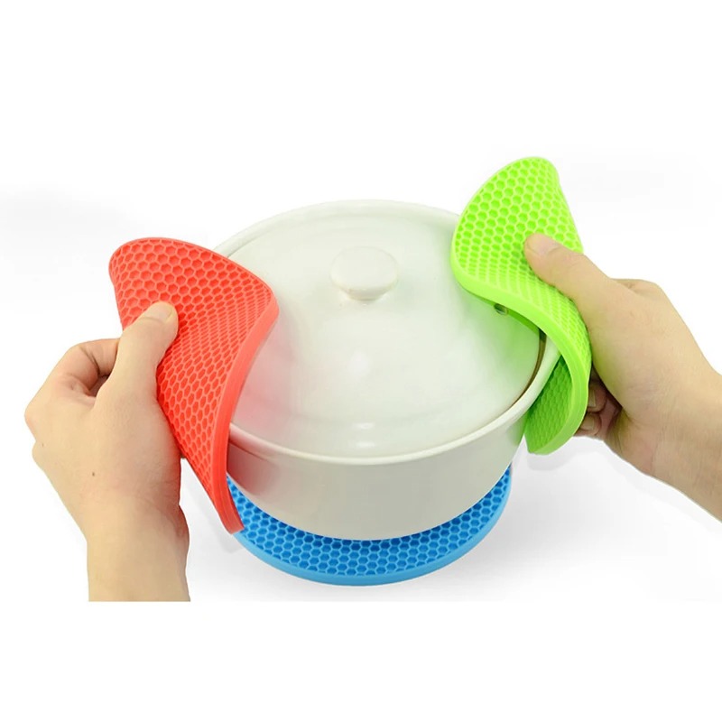 18/14 cm Runde Hitzebeständige Silikon Matte Trinken Tasse Untersetzer Nicht-slip Topf Halter Tisch Tischset Küche zubehör Unterzetter