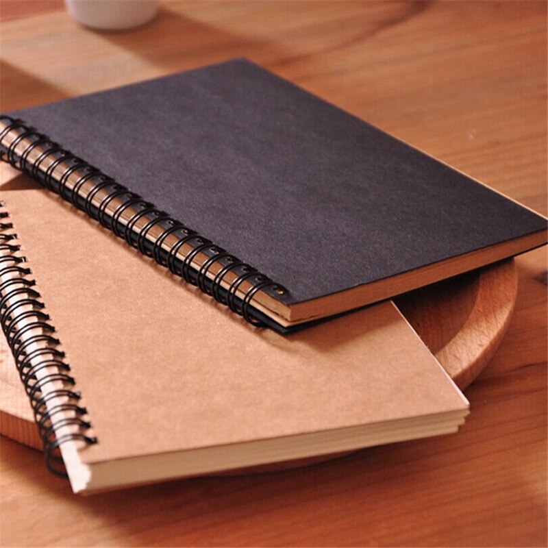 LOLO Black Khaki Sketchbook Spiral Drawing Notebook Inner Blank White Art Paper Notebook Painting Writing